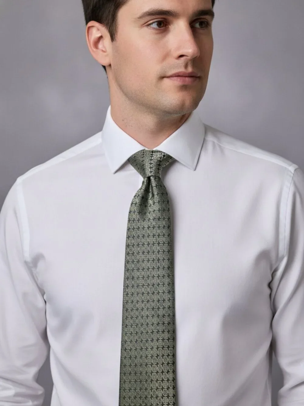 Belisi Men's Olive Green Geometric Pattern Necktie NWT